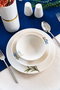 Hermia Lavanta Juego de Cena de Porcelana de 18 Piezas en Blanco, Azul y Verde